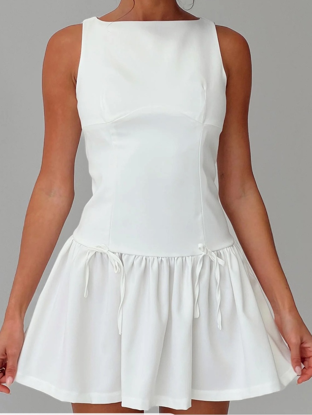 Princess Polly White Sleeveless Babydoll Mini Dress
